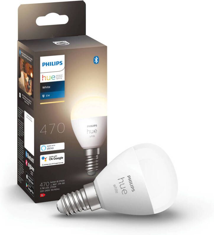 Philips Hue kogellamp P45 E14 1-pack warmwit licht - Foto 2