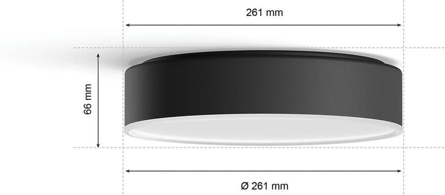 Philips Hue Enrave plafondlamp warm tot koelwit licht zwart 26cm 1 dimmer switch - Foto 3