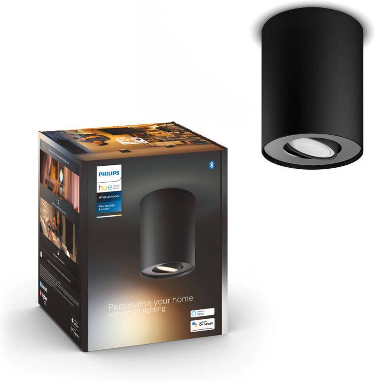 Philips Hue Pillar opbouwspot warm- tot koelwit licht 1-spot zwart GU10