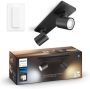 Philips Hue Runner opbouwspot warm- tot koelwit licht 2 spots- zwart 1 dimmer switch GU10 - Thumbnail 2