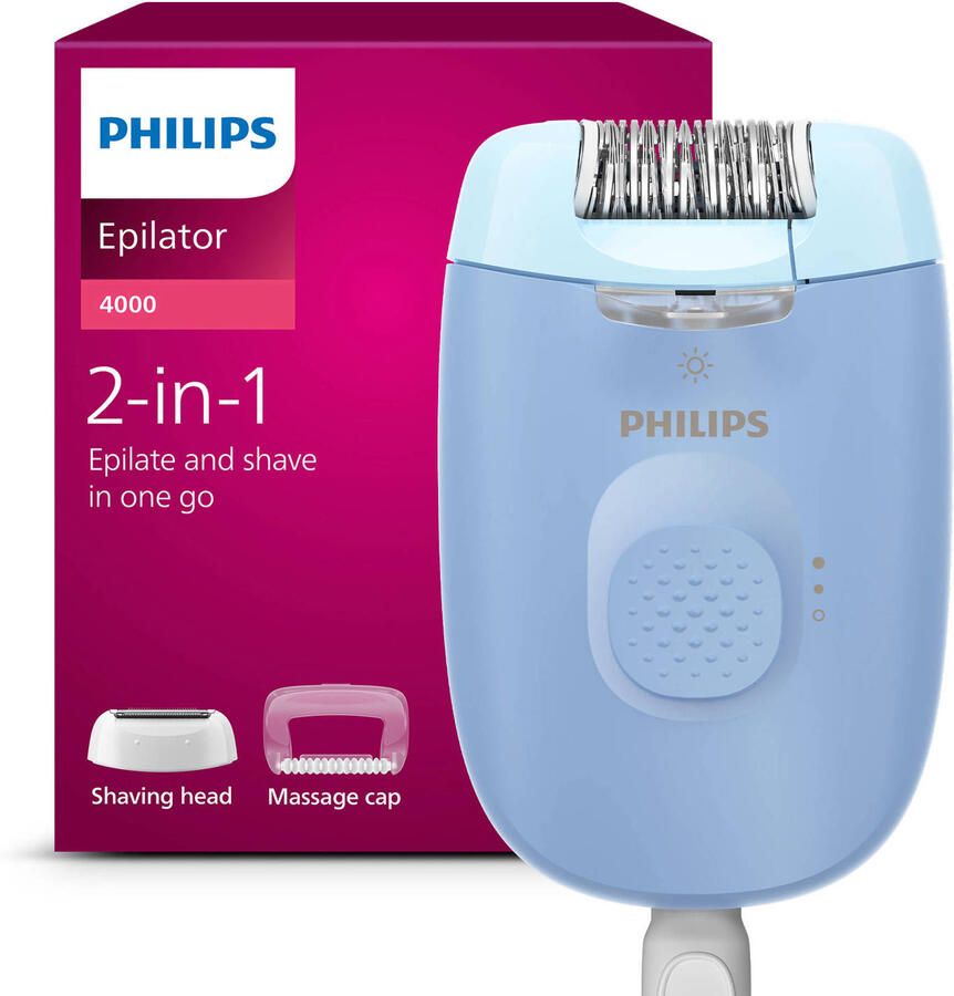 Philips Epilator Series 4000 – Light Blue – Epileren scheren en exfoliëren met 4 accessoires en ledlamp – BRE247 00 - Foto 4