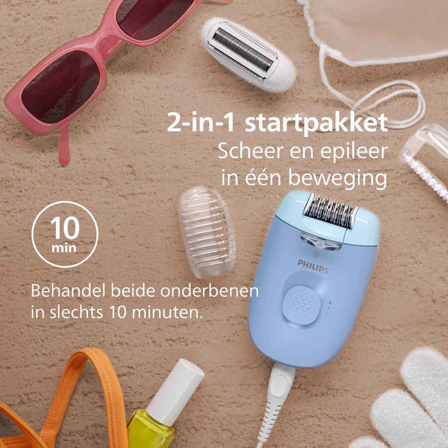 Philips Epilator Series 4000 – Light Blue – Epileren scheren en exfoliëren met 4 accessoires en ledlamp – BRE247 00 - Foto 5