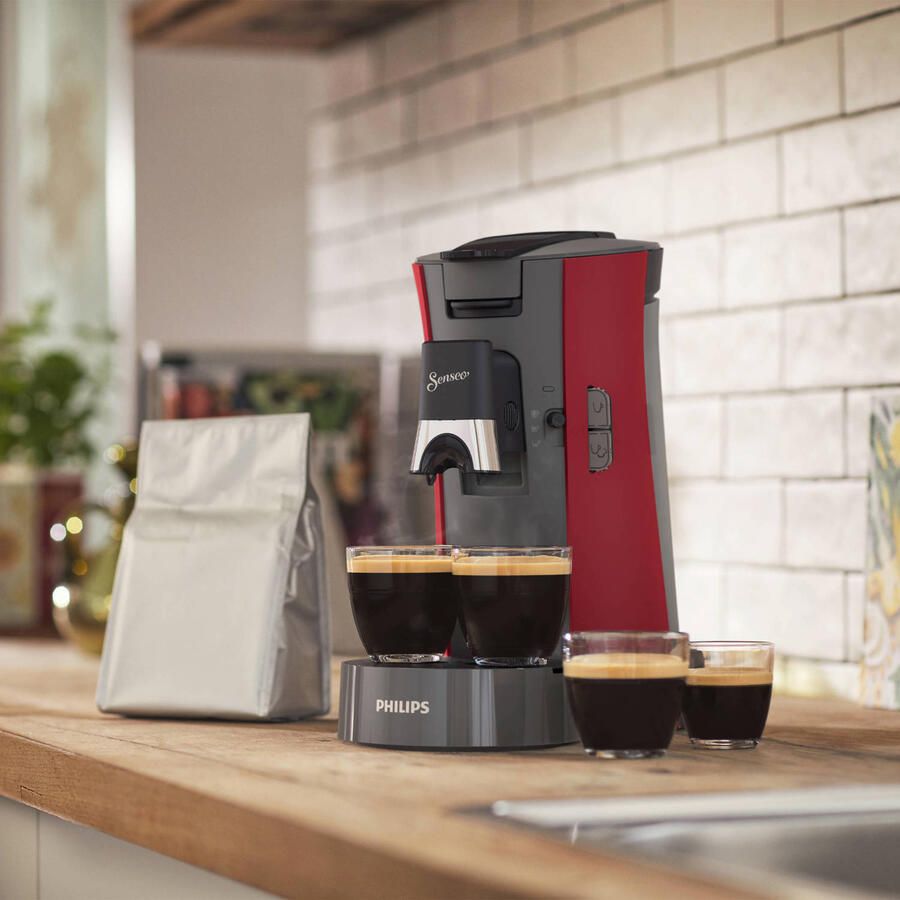 Philips Senseo Select CSA230 90 Koffiepadmachine voor max 2 Kopjes Koffie Exclusief Koffiepads Dieprood Kasjmiergrijs - Foto 3