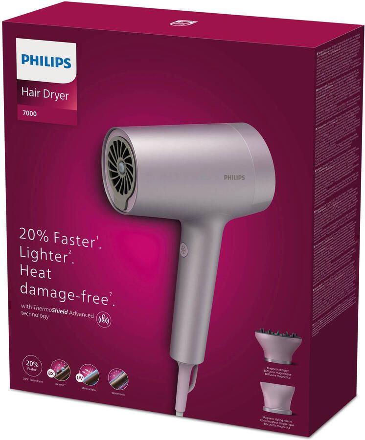 Philips Series 7000 BHD723 10 Föhn met diffuser Haardroger Roze