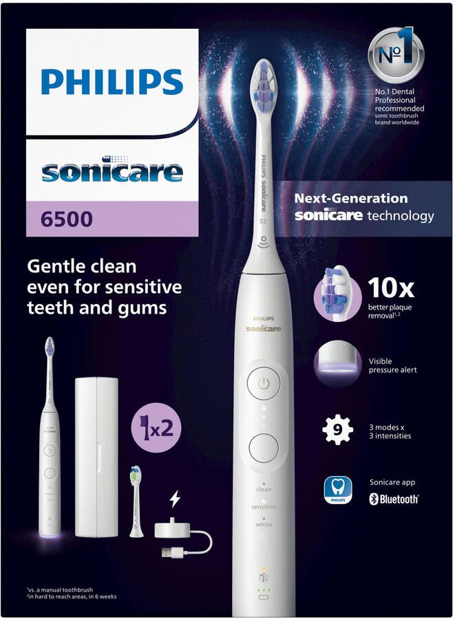 Philips Sonicare 6100 Series Elektrische tandenborstel Wit -Extra Optimal White Opzetborstel – Reisetui Gevoelige tanden- HX7410 02 - Foto 4