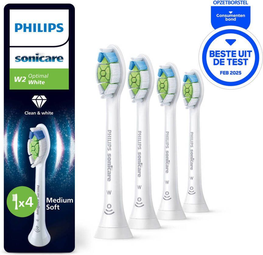 Philips Sonicare Optimal White – Opzetborstels voor Elektrische Tandenborstel – Wit – Verpakking van 4 HX6064 87