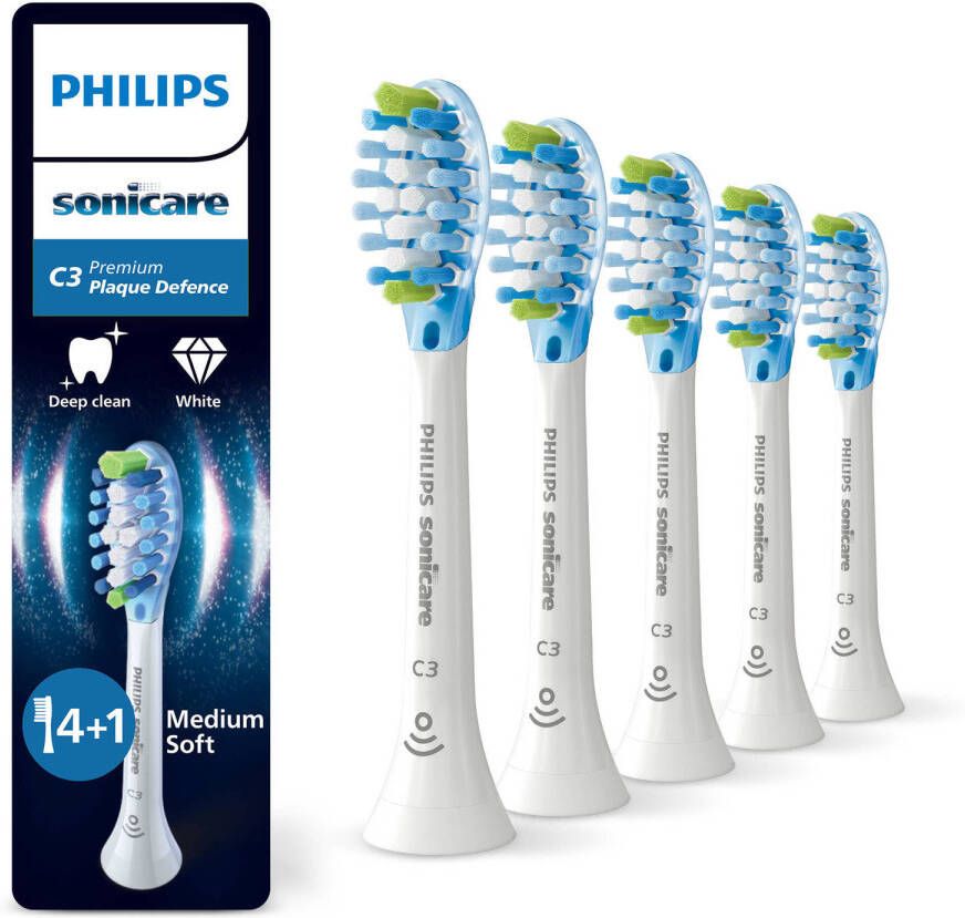 Philips Sonicare Premium Plague Defence – Opzetborstels voor Elektrische Tandenborstel – Wit – 4+1 Verpakking HX9045 87