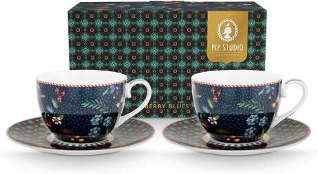 Pip Studio Berry Blues kop en schotel (280 ml) (set van 2)