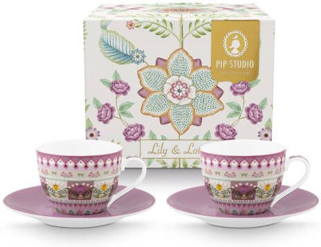 Pip Studio Lily & Lotus kop en schotel (120 ml) (set van 2)