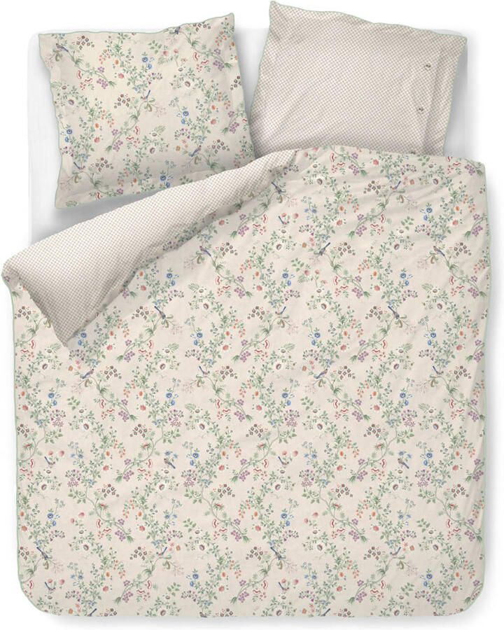 Pip Studio perkalen gebloemd lits-jumeaux dekbedovertrek 240x220 cm gebroken wit