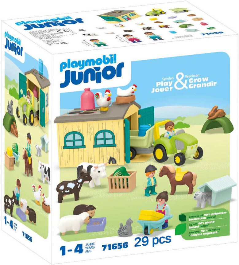 PLAYMOBIL Junior PROMO: Boerderijavontuur met tractor aanhanger en dieren vrienden 71656