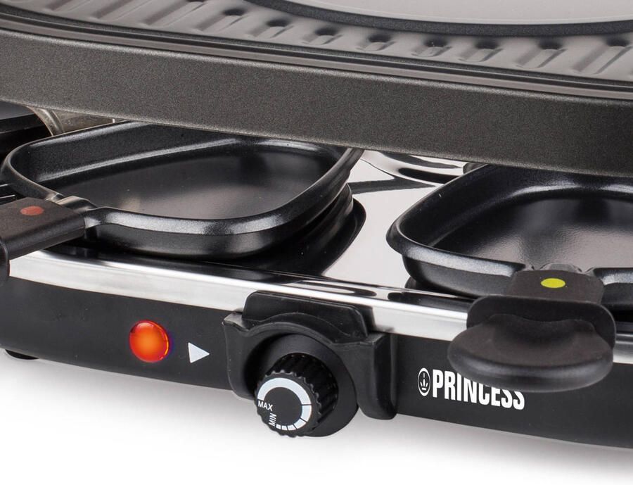 Princess Gourmetstel 162700 Raclette Oval Grill Party Speciaal crêpegedeelte 8 personen 43 x 30 cm 2 meter snoer 1200W Regelebare thermostaat 8 pannetjes - Foto 4