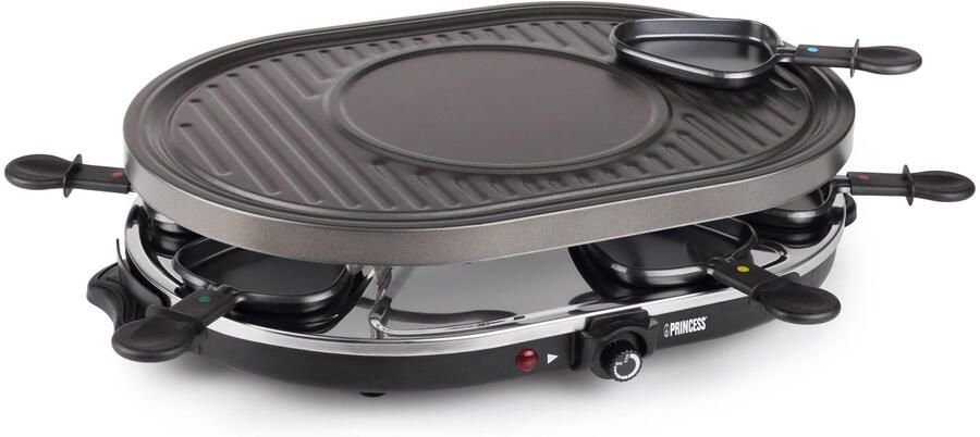 Princess Gourmetstel 162700 Raclette Oval Grill Party Speciaal crêpegedeelte 8 personen 43 x 30 cm 2 meter snoer 1200W Regelebare thermostaat 8 pannetjes - Foto 6