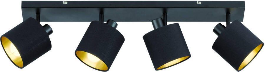 TRIO Leuchten Tommy plafondlamp zwart en goud vierlichts 70 cm breed
