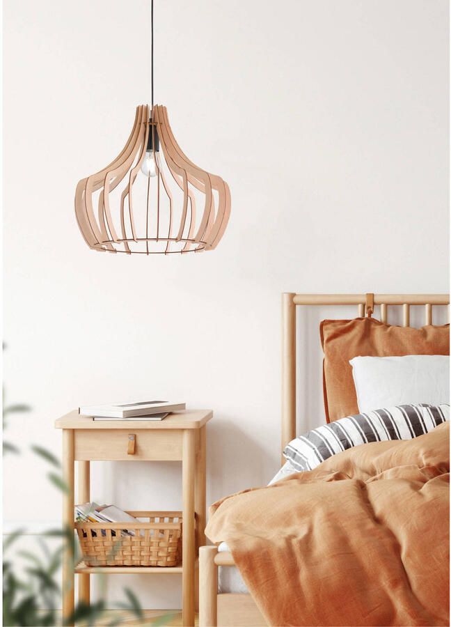 REALITY WOOD Hanglamp Houtkleurig excl. 1x E27 4 W - Foto 2