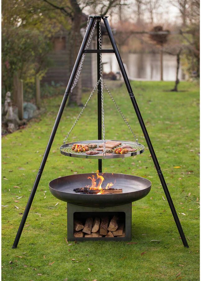 Redfire – Juva – Grijs Staal – Vuurschaal – Stevig staal – Diameter 80cm Industrieel – Terrasverwarming – Sfeerhaard Houtopslag - Foto 4