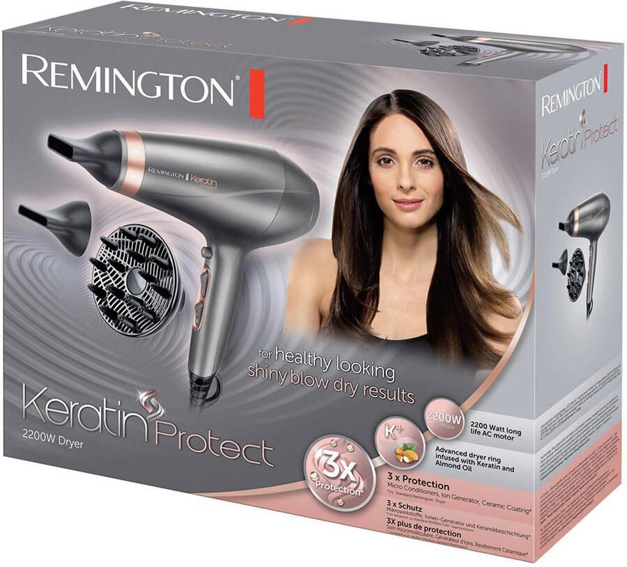 Remington AC8820 Keratine bescherm föhn 2200 W 2 concentrators + 1 diffusor grijs - Foto 4