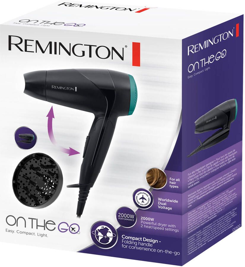 Remington D1500 Reishaardroger Inklapbare Reisföhn 2000 Watt
