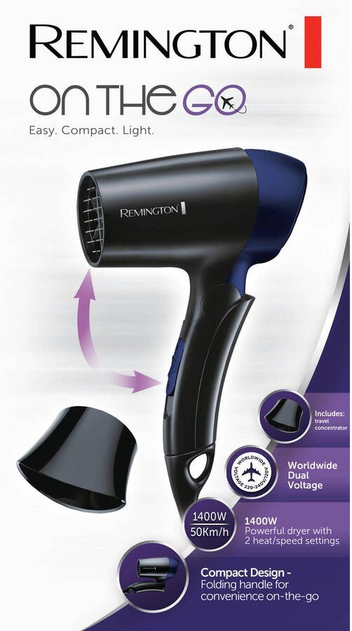 Remington Inklapbare Reishaardroger D2400 Werelwijd voltage 1400 Watt Reisföhn - Foto 4