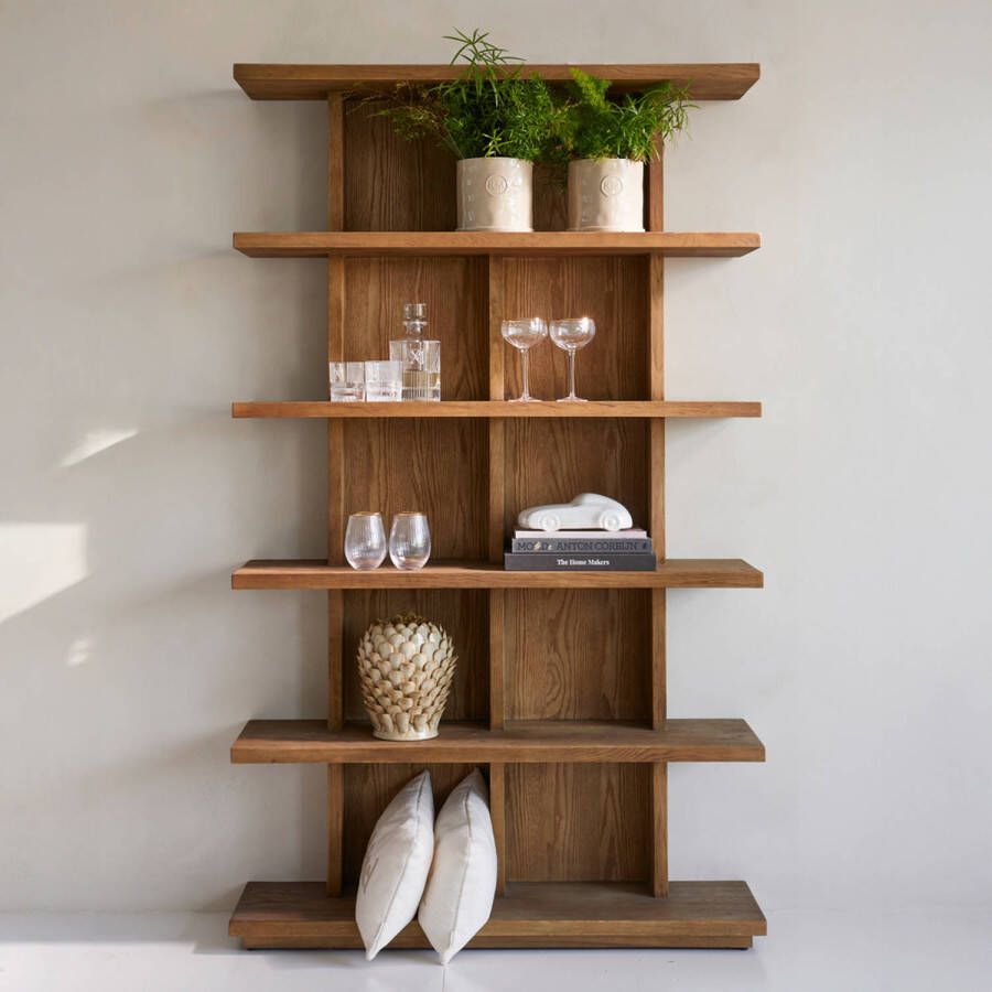 Rivièra Maison Vermont Boekenkast in Natuurlijke Kleur van Gerecycled Eikenhout 120x35x200 cm