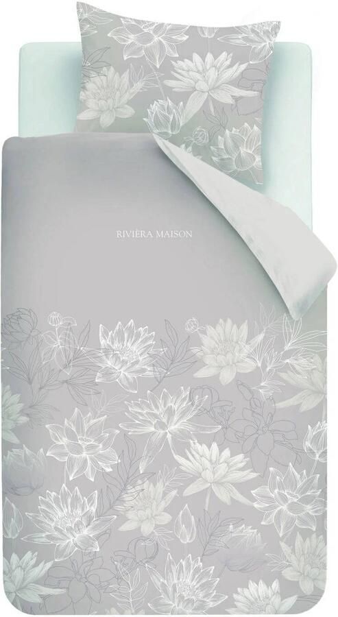 Riviera Maison gebloemd 1-persoons dekbedovertrek 140x220 cm taupe
