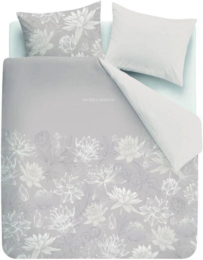 Riviera Maison katoenen gebloemde lits-jumeaux dekbedovertrek 240x220 cm taupe