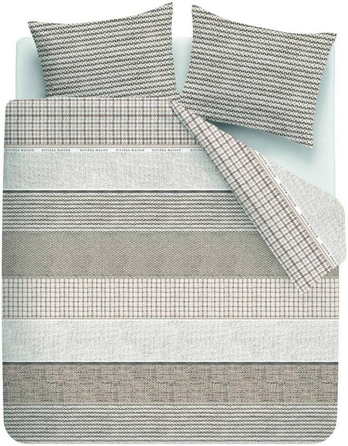 Riviera Maison katoenen gestreept lits-jumeaux dekbedovertrek 240x220 cm zand