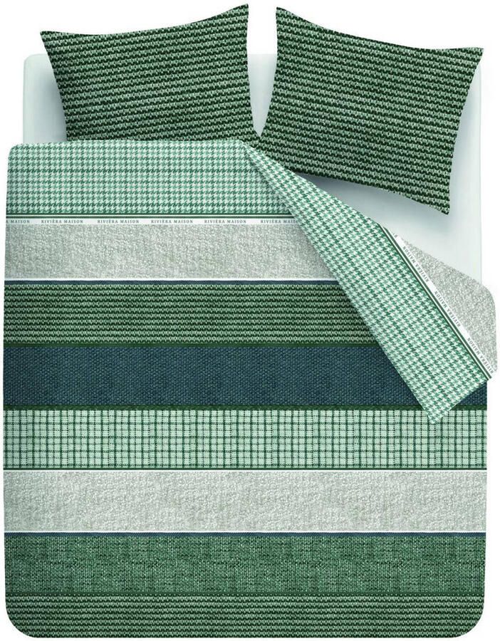 Riviera Maison katoenen gestreepte lits-jumeaux dekbedovertrek 240x220 cm blauw groen