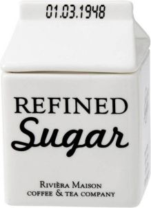 Riviera Maison Suikerpot voorraadpot Carton Jar Sugar – Wit (LxBxH) 7.6x7.6x10 cm