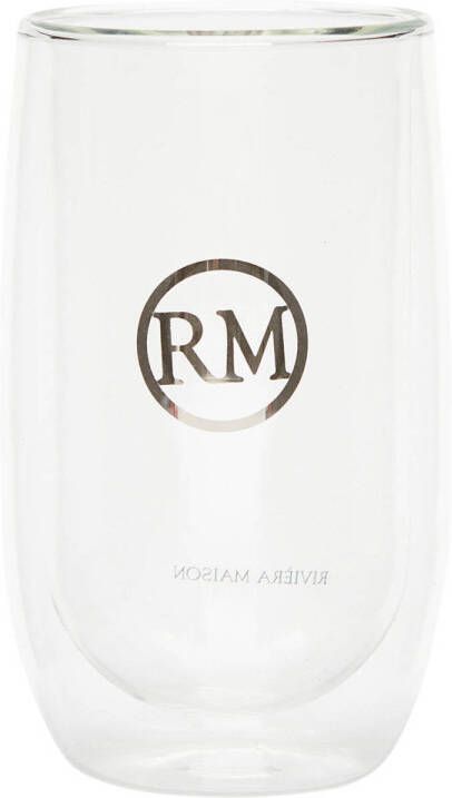 Riviera Maison dubbelwandig theeglas koffieglas met RM logo Love RM Double Wall Glass Transparant Glas 330 ml
