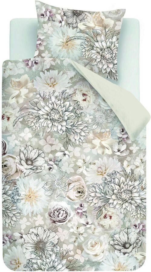 Riviera Maison velours gebloemd 1-persoons dekbedovertrek 140x220 cm zand