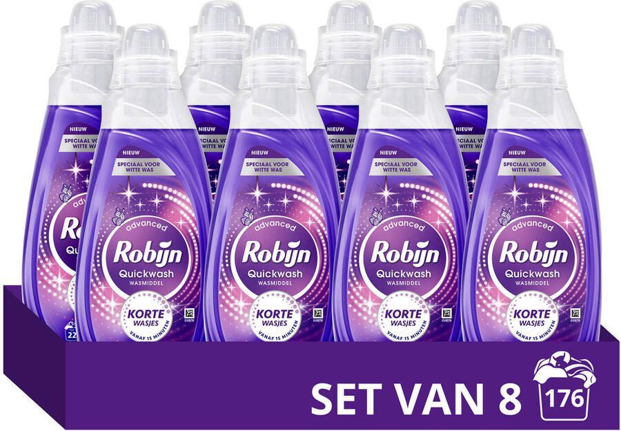 Robijn Advanced Quickwash Optimum White vloeibaar wasmiddel 8 x 22 wasbeurten 176 wasbeurten