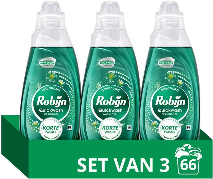 Robijn Advanced Quickwash Spring Blossom vloeibaar wasmiddel 3 x 22 wasbeurten 66 wasbeurten