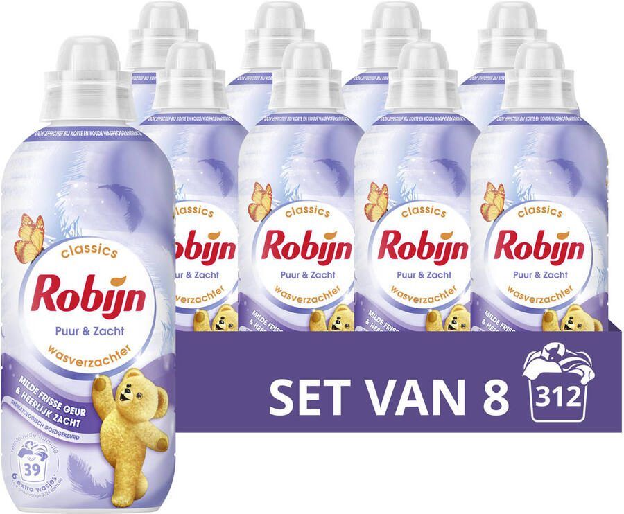Robijn Classics Puur & Zacht wasverzachter 8 x 39 wasbeurten 312 wasbeurten