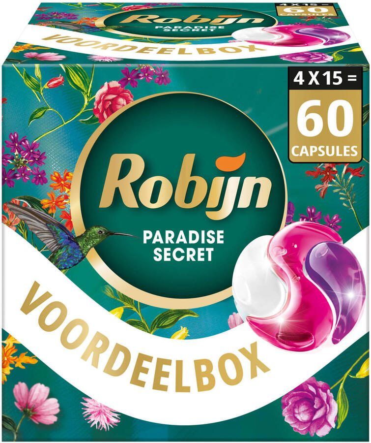 Robijn Collections 3-in-1 wascapsules Color Paradise Secret 4 x 15 wasbeurten 60 wasbeurten