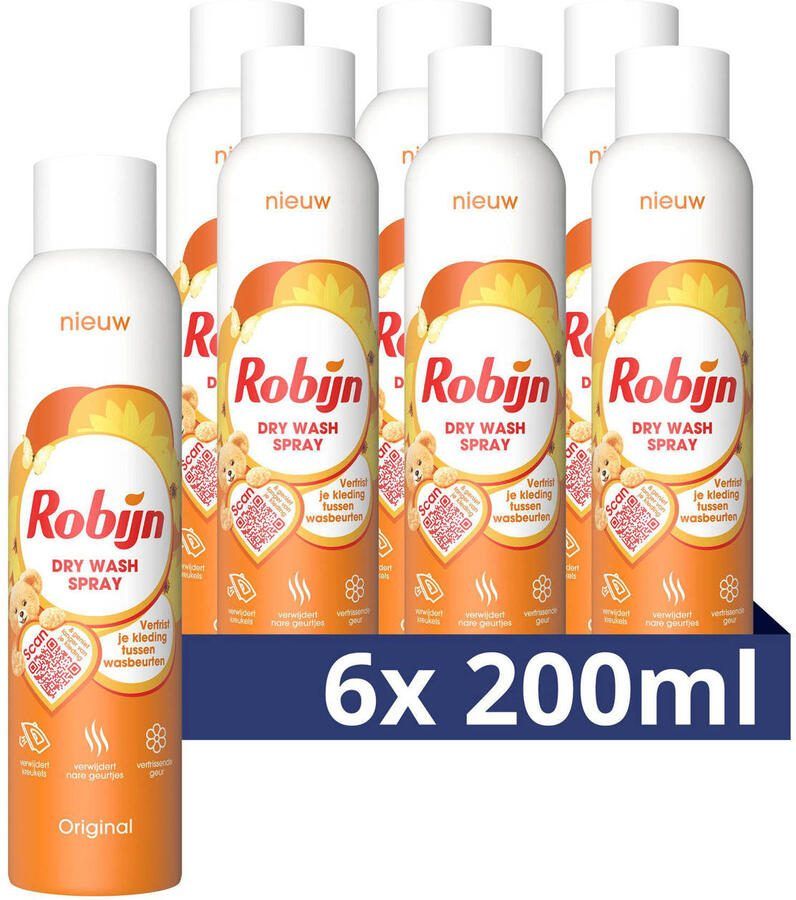 Robijn Dry Wash Spray Original 6 x 200 ml Voordeelverpakking