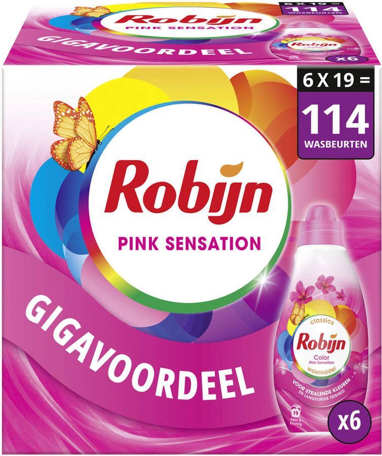 Robijn Klein & Krachtig Classics Color Pink Sensation vloeibaar wasmiddel 6 x 24 wasbeurten