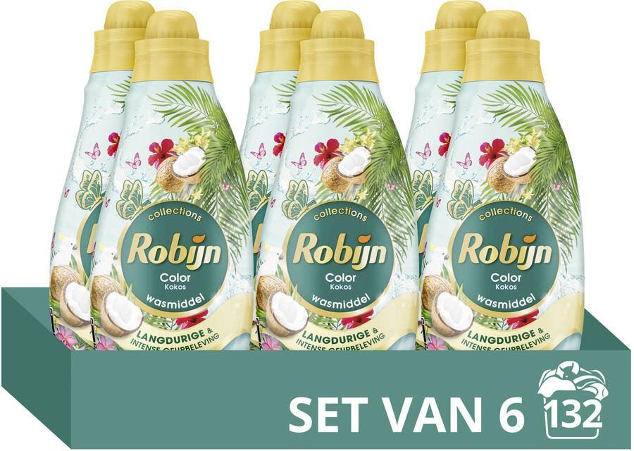 Robijn Klein & Krachtig Collections Color Kokos vloeibaar wasmiddel 6 x 22 wasbeurten 132 wasbeurten