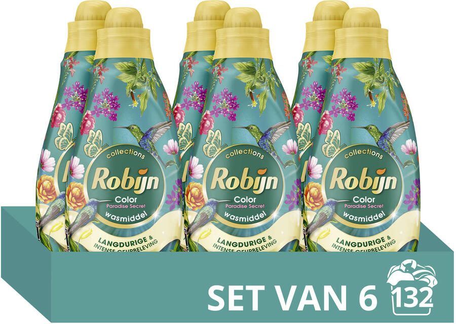 Robijn Klein & Krachtig Collections Color Paradise Secret vloeibaar wasmiddel 6 x 22 wasbeurten 132 wasbeurten