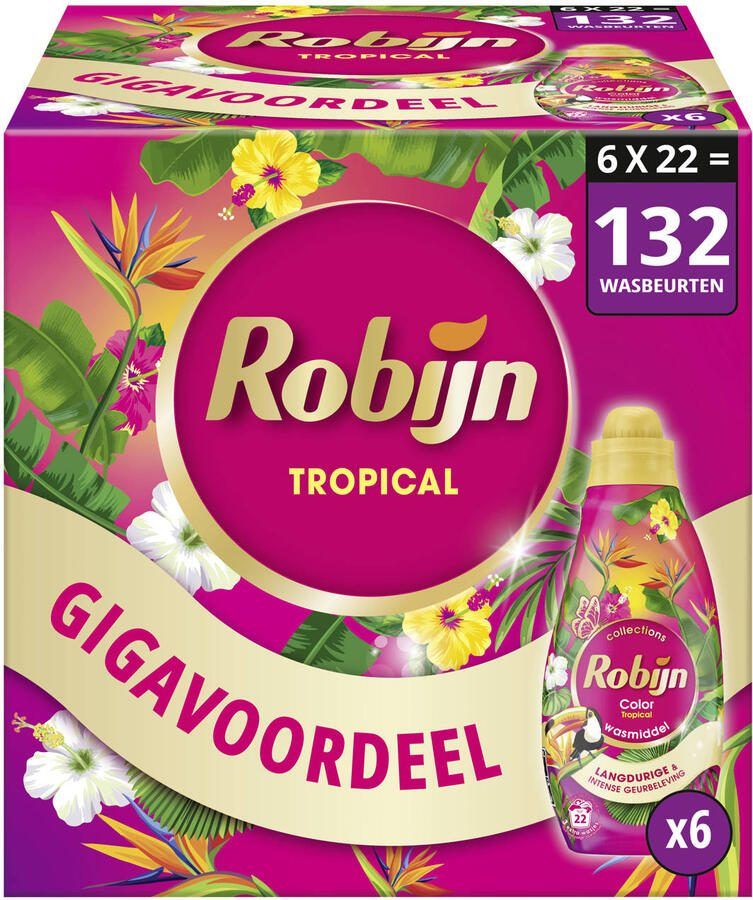 Robijn Klein & Krachtig Collections Tropical vloeibaar wasmiddel 6 x 22 wasbeurten 132 wasbeurten