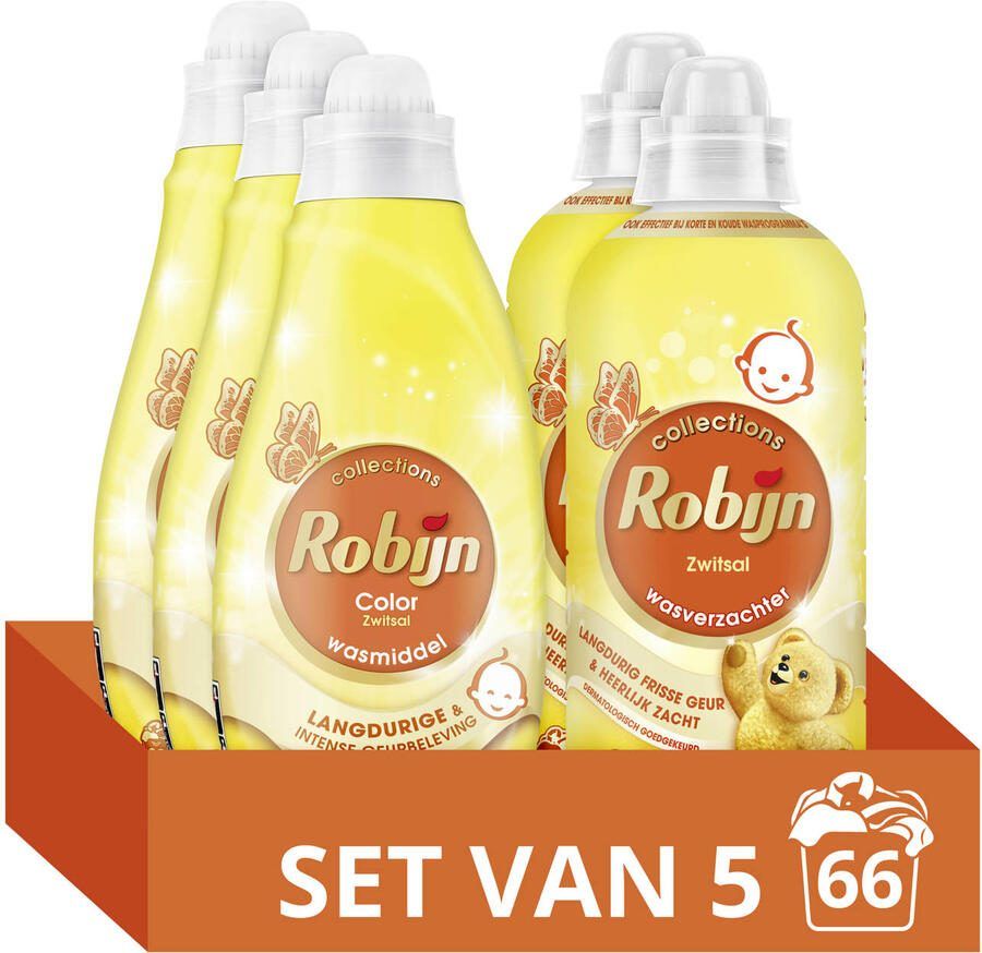 Robijn Perfect Match Zwitsal wasmiddel + wasverzachter pakket 5 stuks 66 wasbeurten