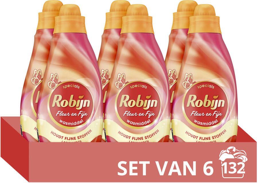 Robijn Specials Fleur & Fijn vloeibaar wasmiddel 6 x 22 wasbeurten 132 wasbeurten