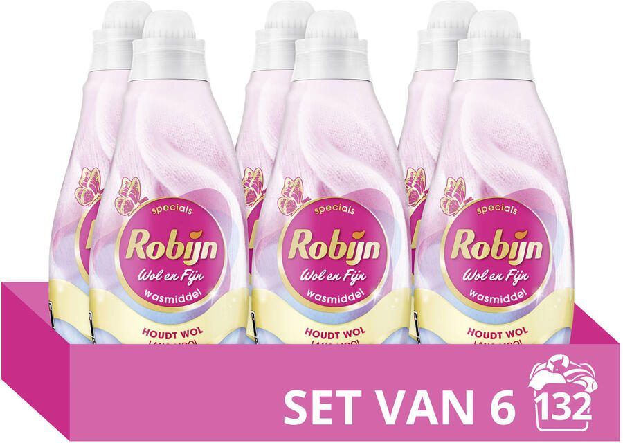 Robijn Specials Wol & Fijn vloeibaar wasmiddel 6 x 22 wasbeurten 132 wasbeurten