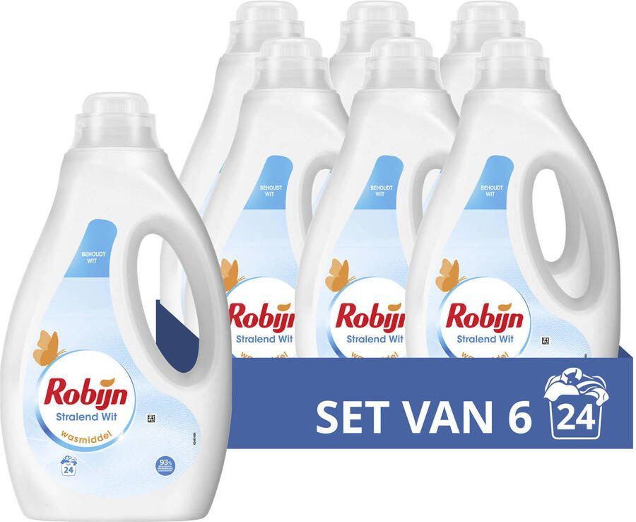 Robijn Stralend Wit vloeibaar wasmiddel 6 x 24 wasbeurten 144 wasbeurten