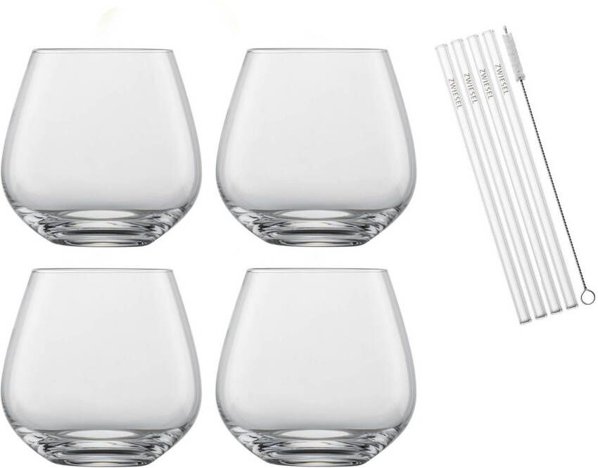 Schott Zwiesel Cocktailglazenset Vina 4 delige set met rietjes en borsteltje