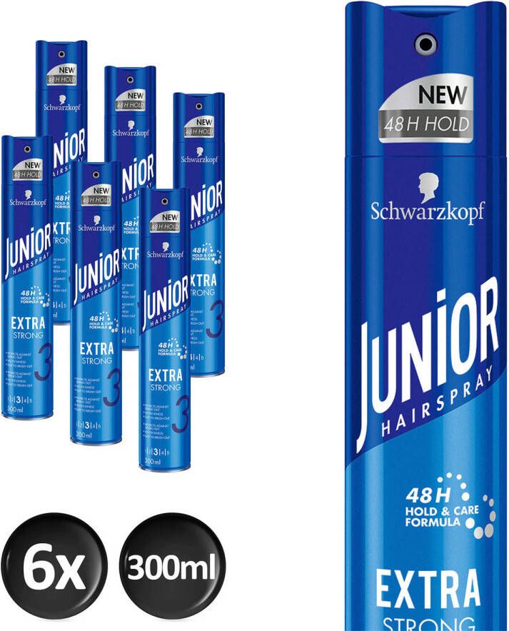 Schwarzkopf Junior Hairspray Extra Strong 6x 250 ml multiverpakking