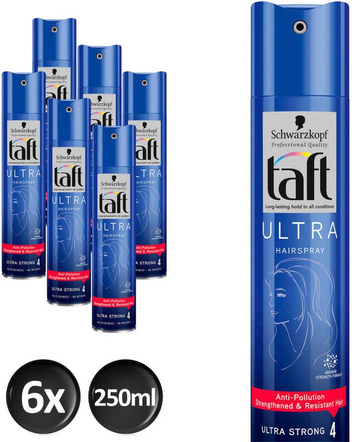 Schwarzkopf Taft Ultra Strong haarspray voordeelverpakking 6 x 250 ml