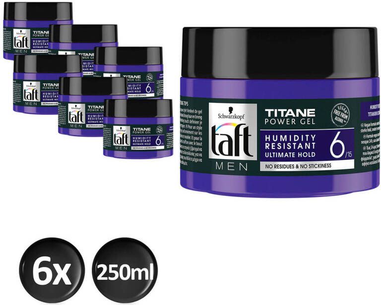 Schwarzkopf Taft Power Gel Titane pot voordeelverpakking 6 x 250 ml