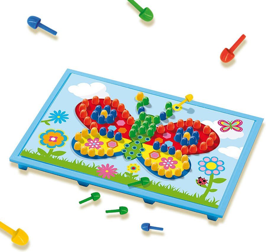SES Mozaïekbord met kaarten met 100 gekleurde pinnen en 4 kaarten om te mozaïeken - Foto 4