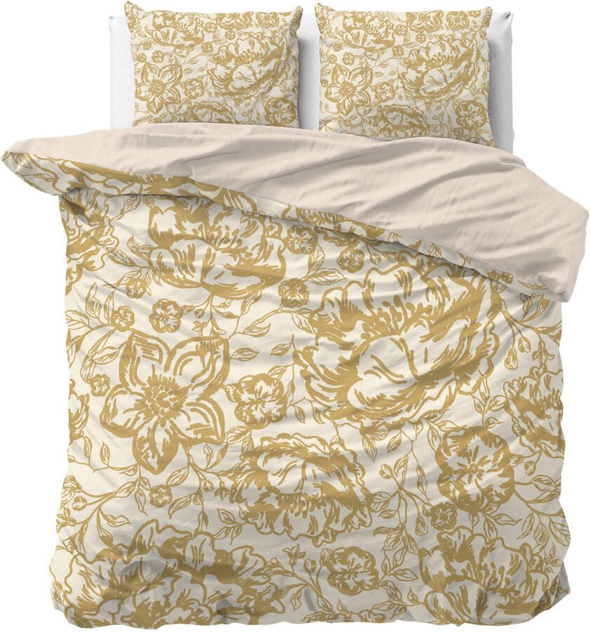 Sleeptime lits-jumeaux dekbedovertrek met print 240x220 cm goud